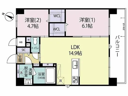 Arista箱崎【6階】の間取り