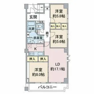 アネシス小幡【401号室】の間取り