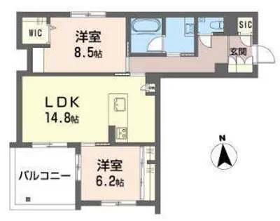 NC STYLE 本山【201号室】の間取り