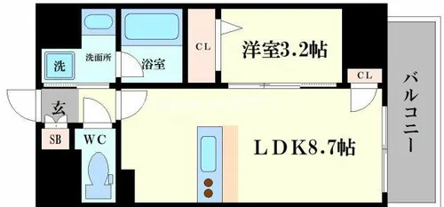 サザンクレストなんば南【7階】の間取り