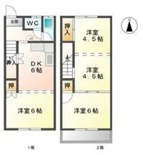 新神戸コーポ【2B号室】の間取り