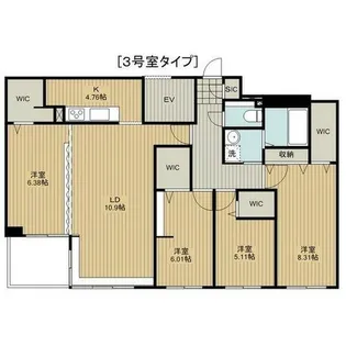 ヴォーネン旭山公園通【4階】の間取り