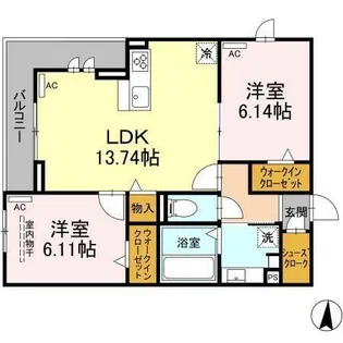 クープレット石川橋【1階】の間取り