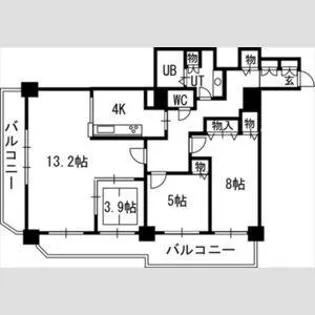 知事公館前タワーレジデンス【11階】の間取り