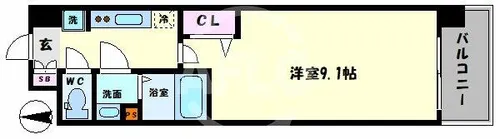ララプレイス玉造オーブ【9階】の間取り