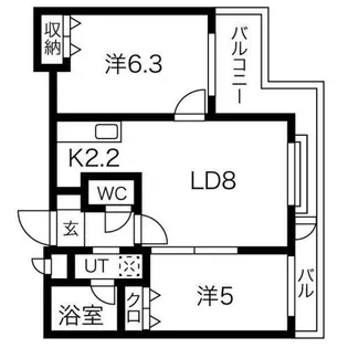 ノヴァ円山公園【1階】の間取り