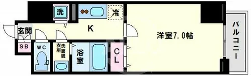 レオンコンフォート大手前ラトゥール【15階】の間取り