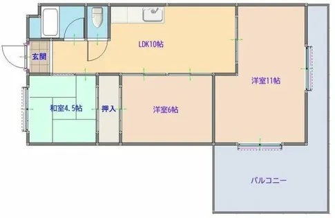 信濃ハイツ【202号室】の間取り