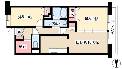 アーバンドエル庄内通【502号室】の間取り