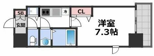 プランドール北浜【14階】の間取り