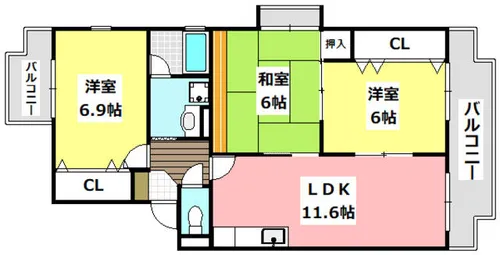 シャロームD【3階】の間取り