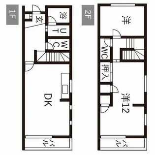 愛知県名古屋市北区楠味鋺2丁目【テラスハウス】の間取り