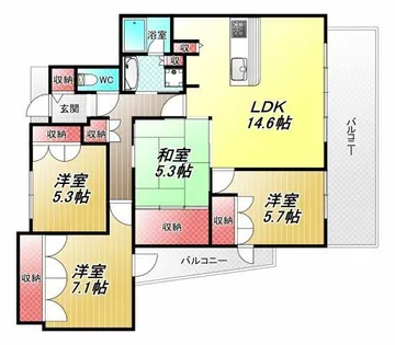 ユニハイム八尾【8階】の間取り