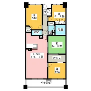サーパスシティ鳴海【6階】の間取り
