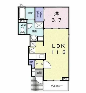 レーブシャトー【1階】の間取り