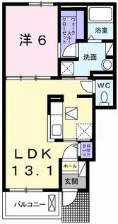 1LDKの間取り画像