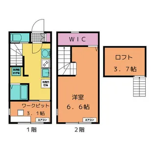 愛知県豊明市阿野町北上ノ山【テラスハウス】の間取り