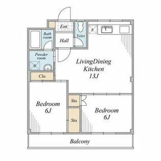 2LDKの間取り画像