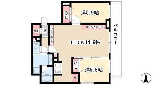 ルシェット白川公園【7階】の間取り