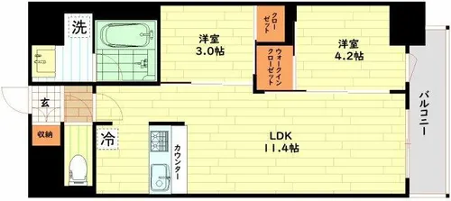 セレニテフラン梅田【11階】の間取り