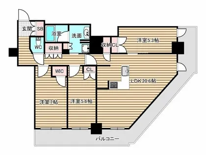 阿波座ライズタワーズフラッグ46【24階】の間取り