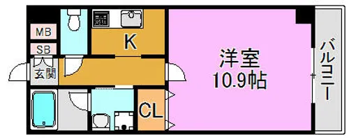 ウエストワン東大阪【6階】の間取り