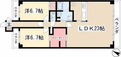 ビラ三秀山中【5階】の間取り