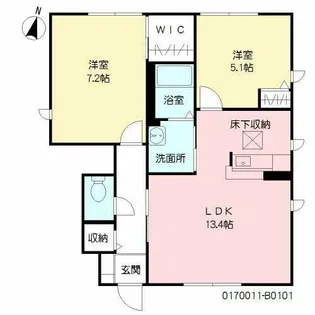 ハイツ四季の里Ⅱ B棟【1階】の間取り