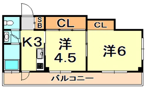 マンション冨士【4階】の間取り