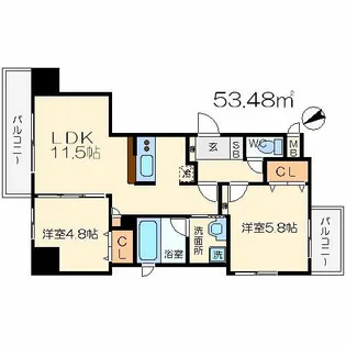 コンフォート大阪天満宮【2階】の間取り
