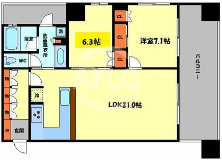 リーガルタワー大阪【16階】の間取り