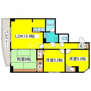 コートロティ美しが丘【401号室】の間取り