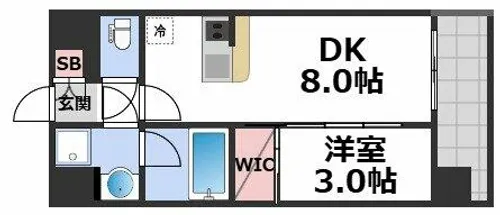 エスリードレジデンス玉造ザ・イースト【7階】の間取り