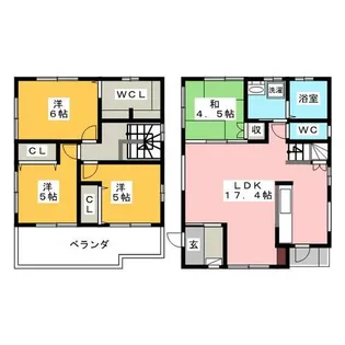 愛知県岡崎市六名東町【一戸建】の間取り