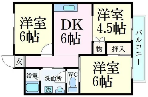 グリーンハイツ北平野【4階】の間取り