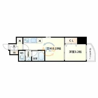 弁天町プライマリーワン【9階】の間取り