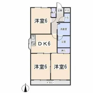 サウスシャトーONE【406号室】の間取り