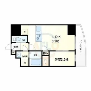 ArtizA西長堀【9階】の間取り