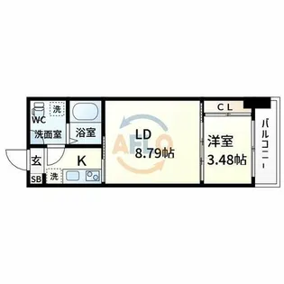 URBAN FLATS江坂【13階】の間取り