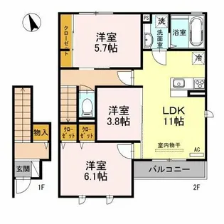 エルポルト 悠 A棟【202号室】の間取り