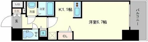 プレサンスタワー難波WEST【301号室】の間取り