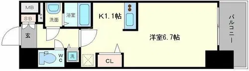 プレサンスタワー難波WEST【301号室】の間取り
