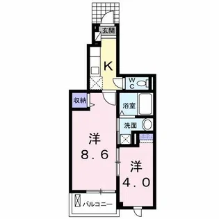 クリスタルガーデン カラー【1階】の間取り