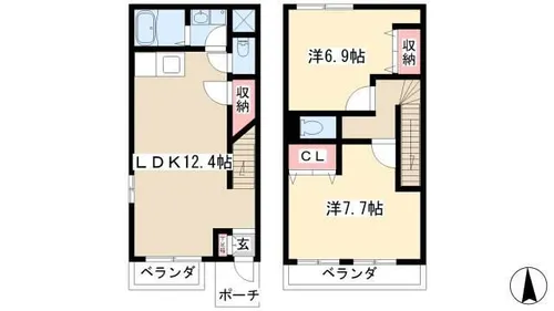 愛知県名古屋市東区芳野1丁目【テラスハウス】の間取り