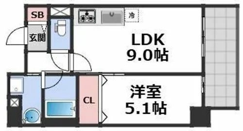 huit arbre上町台【2階】の間取り
