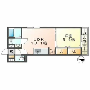 1LDKの間取り画像