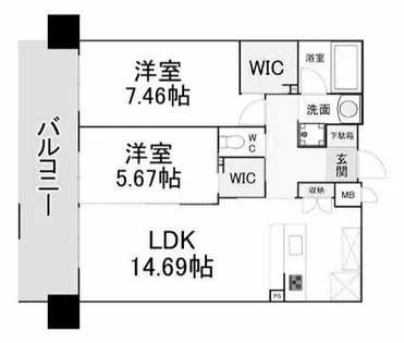ウイングス城野駅前【6階】の間取り