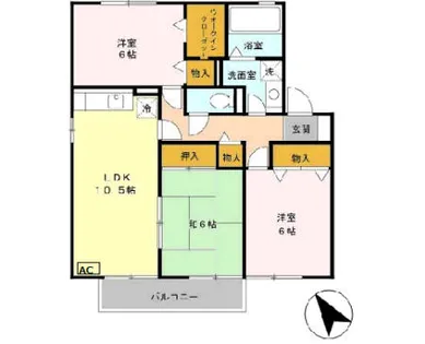 アーヴェニール憩【203号室】の間取り