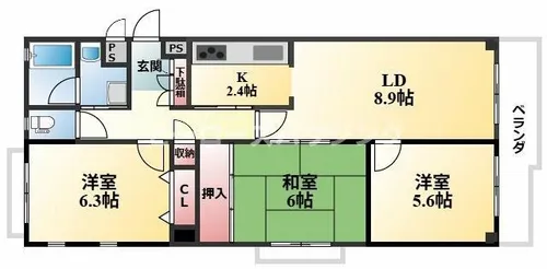 メイプルコート豊中【1階】の間取り