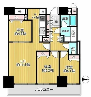 シティタワー大阪【23階】の間取り